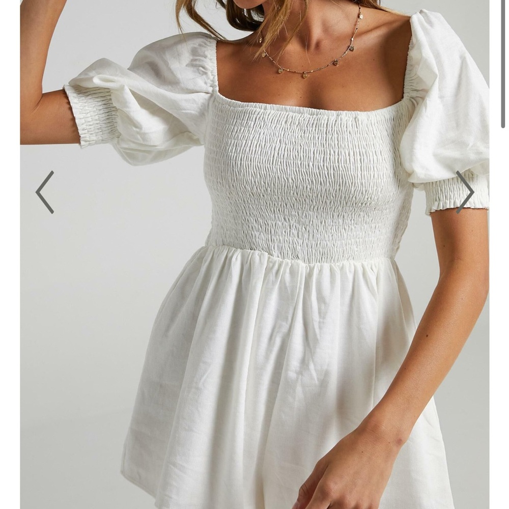 Take action white playsuit in linen Showpo size small